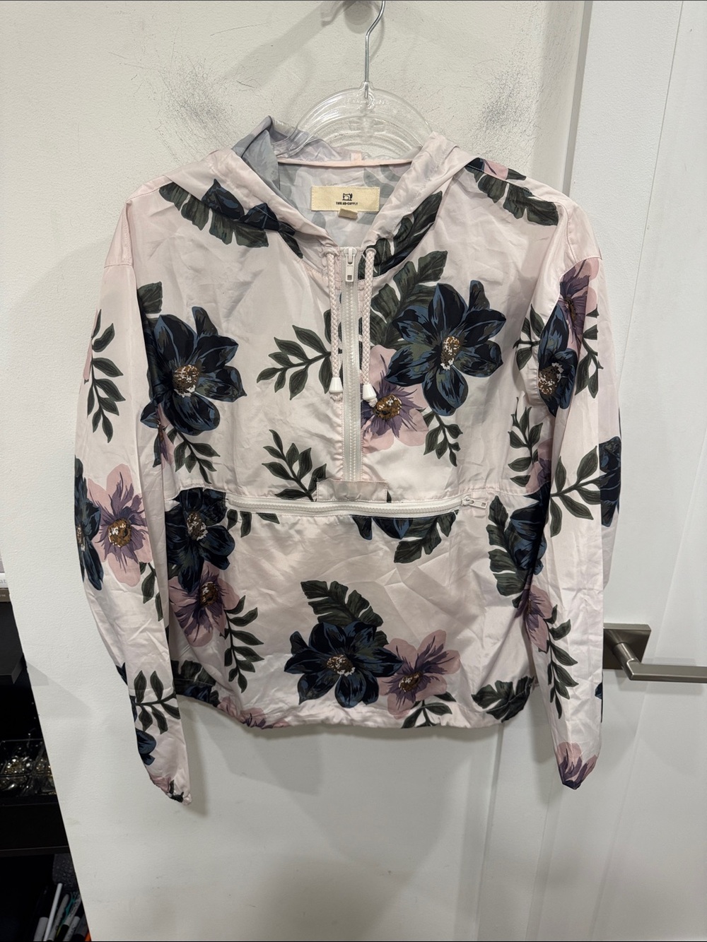 Thread & Supply Light Pink and Gray Hooded Anorak